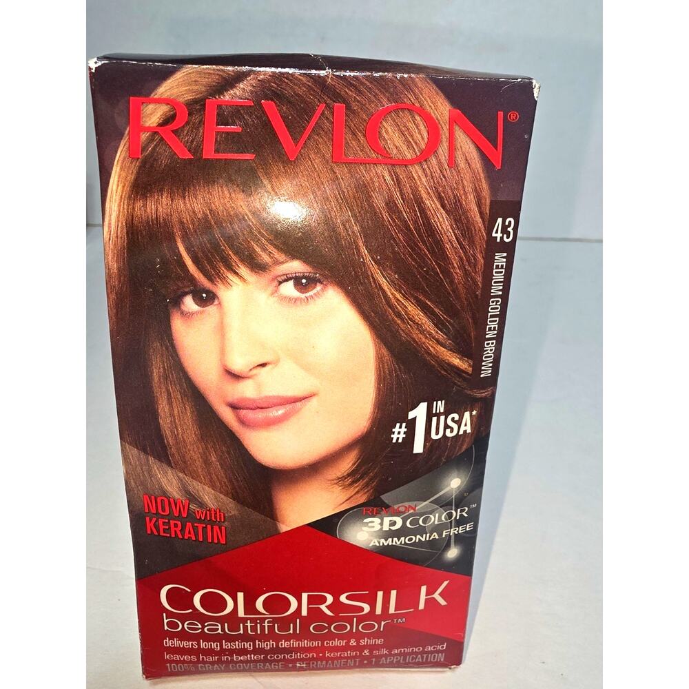 NIB Revlon Colorsilk #43 Medium Golden Brown Permanent Color